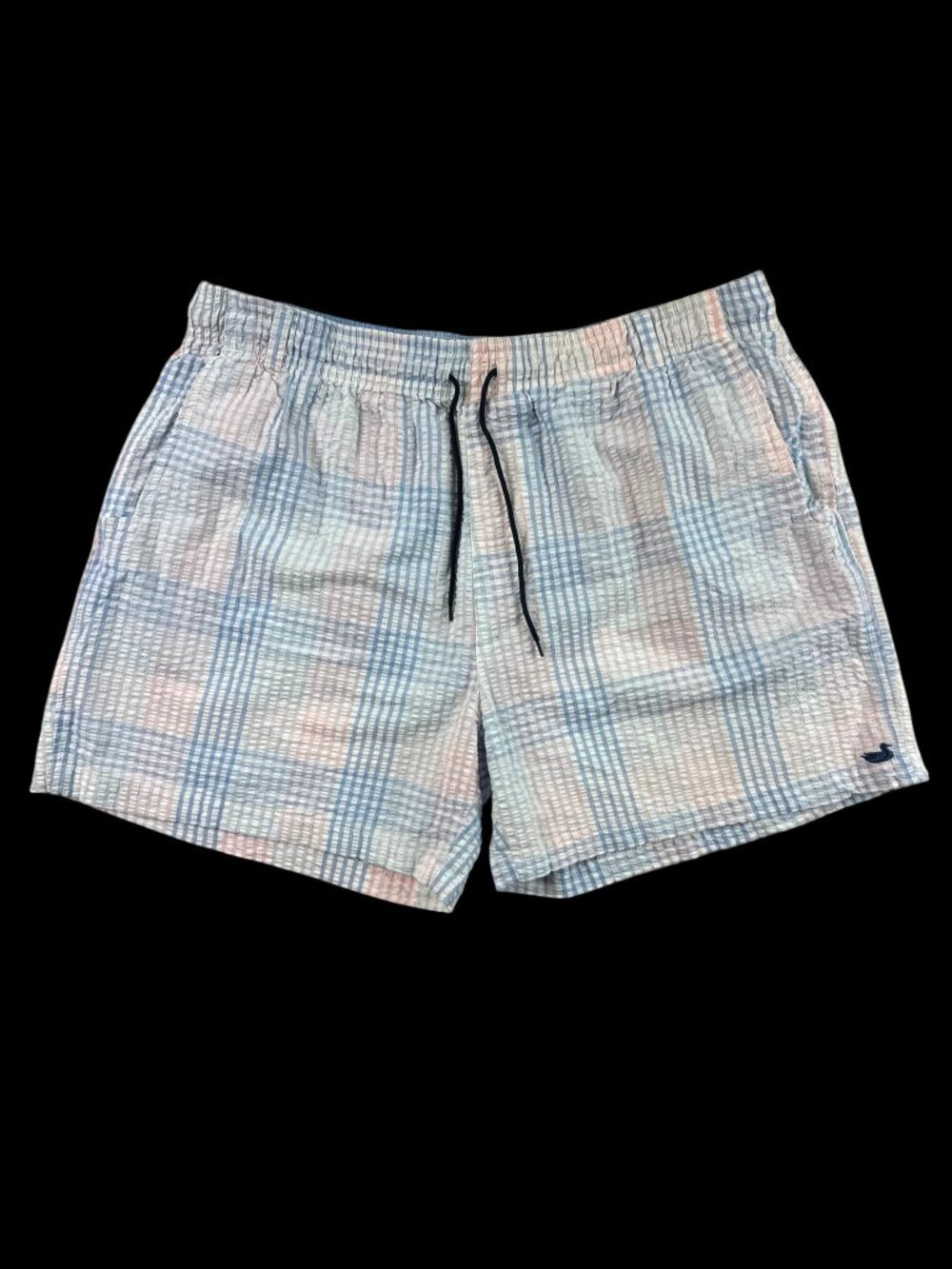SOUTHERN MARSH XL Dockside Seersucker Pastel Pink Blue Gingham Lined Swim Trunks